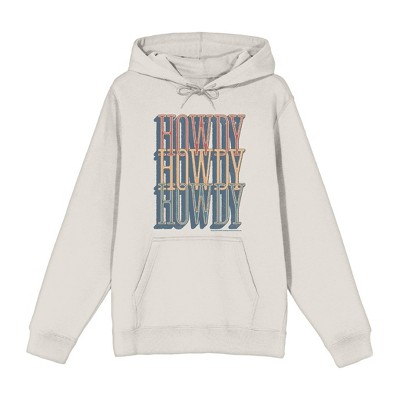 Western Howdy Repeat Text Adult Long Sleeve Hoodie