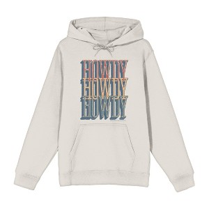 Western Howdy Repeat Text Adult Long Sleeve Hoodie - 1 of 2