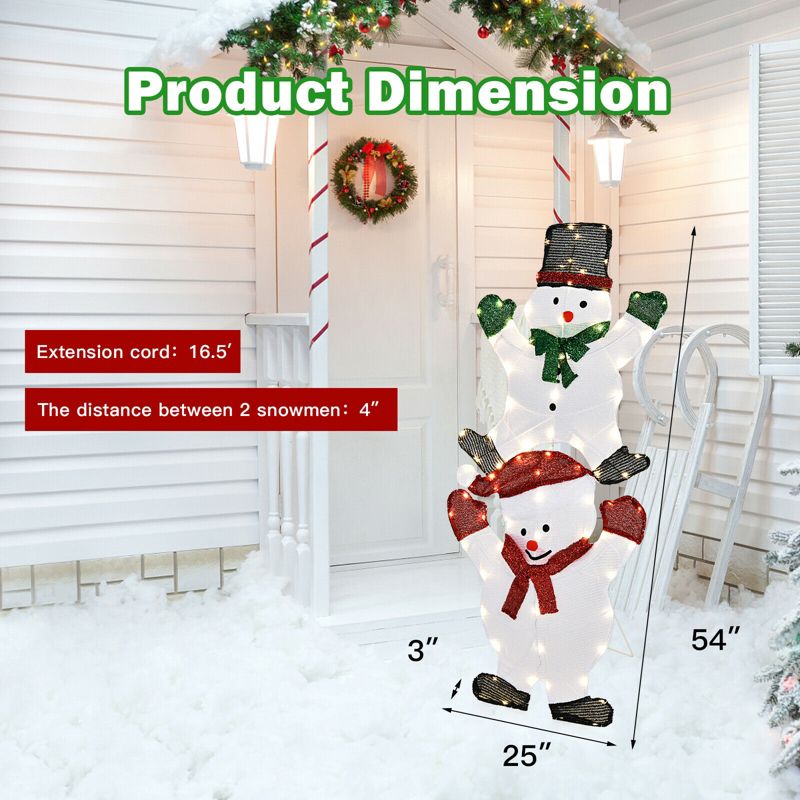 Costway Christmas Yard Sign 54" Snowman Xmas Decorations W/ Stakes & String Lights, 2 of 11