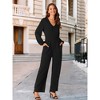 Seta T Women's V Neck Long Sleeve High Waist Wide Leg Casual Jumpsuits with Pockets - 4 of 4