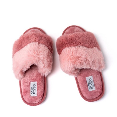 Hello Mello Women s Cotton Candy Puff Slippers Target