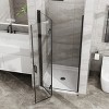 VYNXARIA 34"x 72" Bifold Frameless Glass Shower Door Combo w/ White Acrylic Shower Base, 1/4 inch Tempered Clear Glass in Black Aluminum Finish - 3 of 4