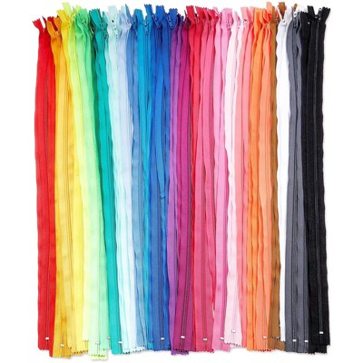 Juvale 60 Pieces #5 Nylon Coil Zipper for Sewing Repair Kit Replacement, 24 inch, 30 Colors