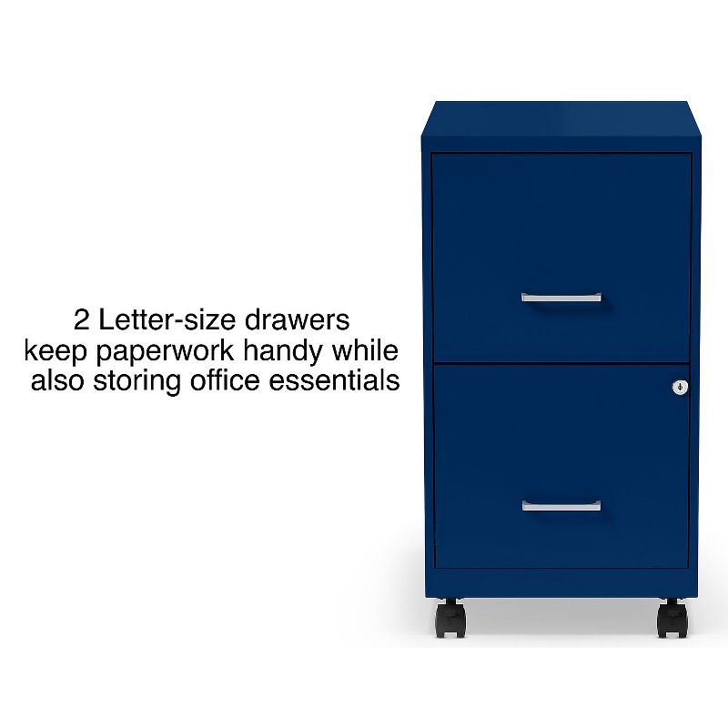 Staples 2-Drawer Light Duty Vertical File Cabinet Locking Letter Blue 18" (24362) ST60052-CC, 2 of 10