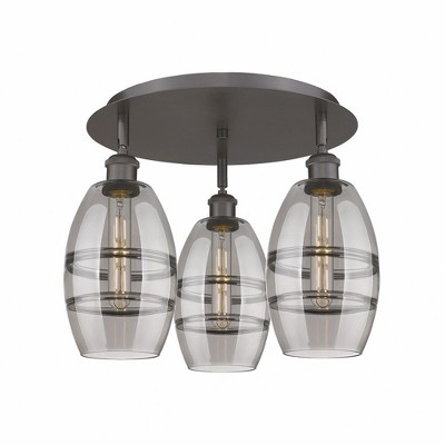 Vaz - 3 Light Flush Mount In Industrial Style-9.13 Inches Tall and 17.63 Inches Wide
