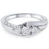 Pompeii3 1/2ct 3 Stone Vintage Diamond Engagement Ring 10K White Gold - 4 of 4