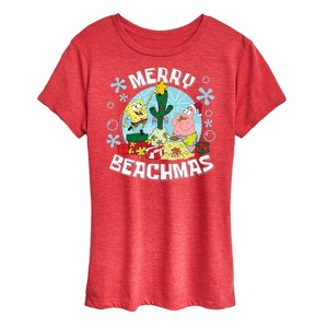 Women's - SpongeBob SquarePants - Merry Beachmas Short Sleeve Graphic T-Shirt - 1 of 4
