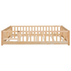Whisen Twin Size Montessori Floor Platform Bed with Built-in Book Storage Rack on Headboard - 1 of 4