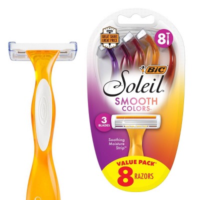 BiC Soleil Smooth Colors 3-Blade Women's Disposable Razors - 8ct