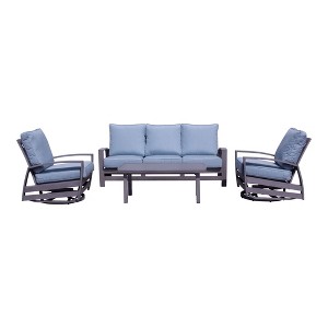 Courtyard Casual Cabo Motion  4 pc Sofa Coffee Table Set  Includes: One Sofa, One Coffee Table and Two Swivel Gliders  Frame with Sunbrella Cushions - 1 of 4