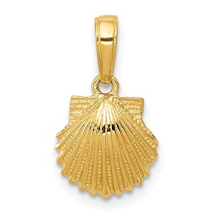 Black Bow Jewelry 14k Yellow Gold Textured Scallop Shell Pendant, 10mm - 1 of 4