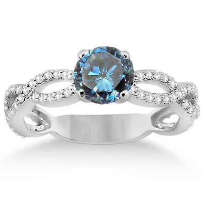 Pompeii3 7/8ct Blue & White Diamond Infinity Engagement Ring 14K White Gold