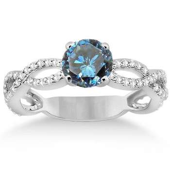 Pompeii3 7/8ct Blue & White Diamond Infinity Engagement Ring 14K White Gold