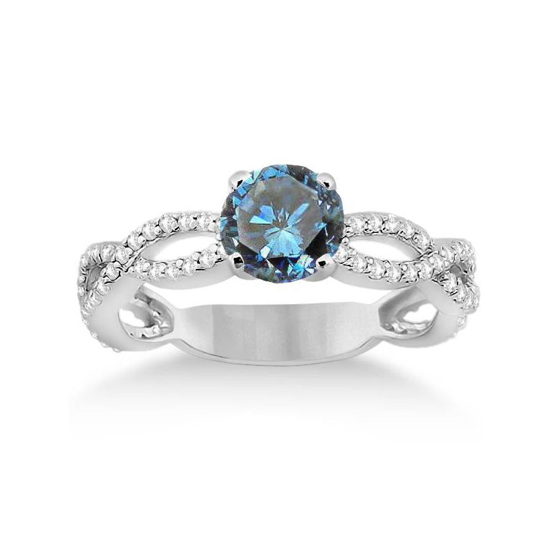 Pompeii3 7/8ct Blue & White Diamond Infinity Engagement Ring 14K White Gold, 1 of 4