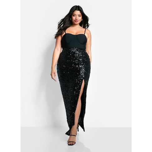 Plus size shop sequin bodycon skirt