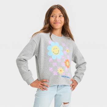 Girls' Boxy Cropped Zip-Up Hoodie Sweatshirt - art class™ White XL