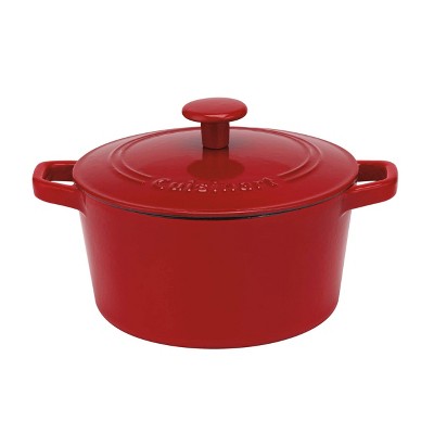 Classic Cuisine 6 qt. Round Cast Iron Nonstick Casserole Dish in Red with  Lid HW031092 - The Home Depot