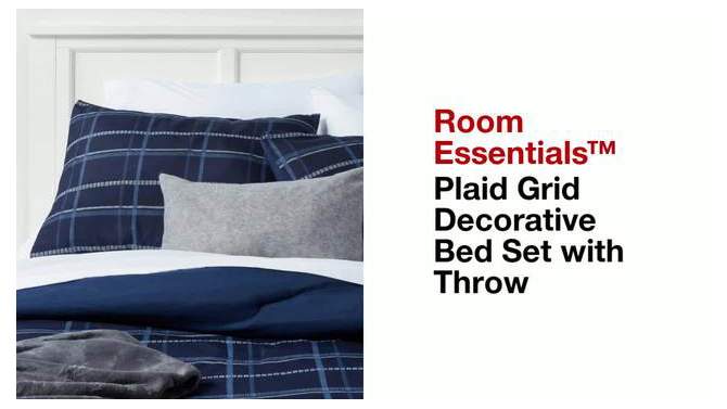 Grid Print Reversible Decorative Comforter Set with Throw - Room Essentials™, 2 of 9, play video
