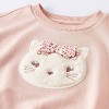 Baby Girls' 2pc Cat Applique Sweatshirt & Bike Shorts Set - Cloud Island™ Pink - 3 of 4