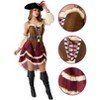 Joyfy Women Halloween Costume Pirate Captain for Adult Brown Pirate Dress with Hat and Belt for Halloween Cosplay Party Decor - 2 of 4