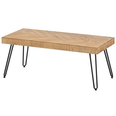 NicBex Modern 43.3" Rectangle Coffee Table with Patterns and Metal Hairpin Legs for Living Room