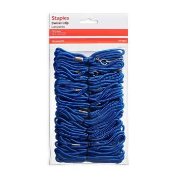 Staples 18917/3748014 Lanyards for ID-Badge Holders Blue 12/Pack 