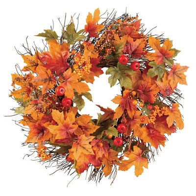 Collections Etc Berry and Autumn Leaves Twig Wreath