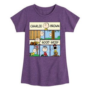 Girls' - Peanuts - Good Grief Comic Fitted Short Sleeve Graphic T-Shirt - 1 of 4