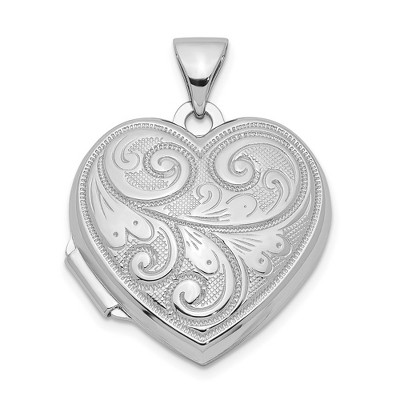 Black Bow Jewelry Sterling Silver 18mm Reversible Scrolled Heart Locket
