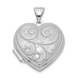 Black Bow Jewelry Sterling Silver 18mm Reversible Scrolled Heart Locket - 1 of 4