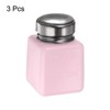 Unique Bargains Plastic Makeup Remover Nail Polish Push Down Alcohol Dispenser Bottles 3 Pcs 4oz Pink - 3 of 4