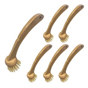 Lola Products Eco Clean Bamboo Dish Brush, Multi Purpose, Sustainable Ergonomic Renewable Bamboo Handle, Fibers are Recycled Soda/Water Bottles - 6 CT - 1 of 4