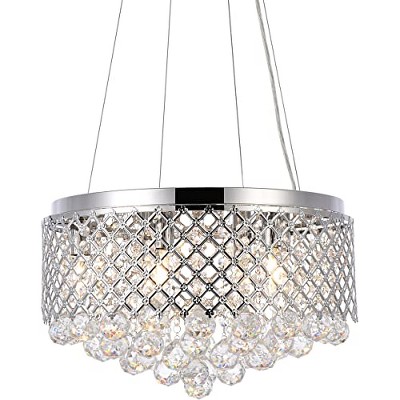 Elegant Chrome Crystal 6-Light Pendant Chandelier