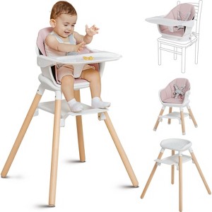 BabyBond Convertible Wooden Baby High Chair - 11 in 1 Design for High Chair, Booster Seat, Toddler Chair - Double Tray, 5-point Harness - 1 of 4