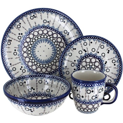 Blue Rose Polish Pottery Remington 16 Piece Dinnerware Set