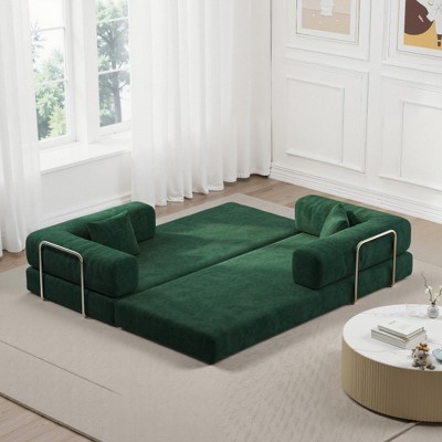 Modular Sectional Sofa with Removable Backrest, Convertible Sofa Bed for Living Room or Bedroom, Corduroy Sofa with Adjustable Armrest-Koiai