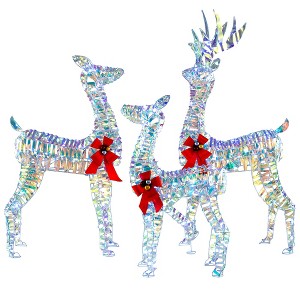 Tangkula 3-Piece Iridescent Reindeer Family Set Christmas Pre-Lit Deer w/ 230 LED Lights - 1 of 4