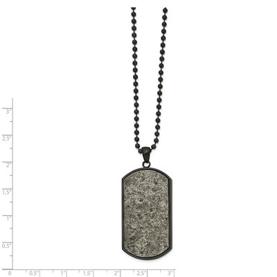 Chisel Stainless Steel Black IP-plated with Sedimentary Rock Dog Tag on a 24" Ball Chain Necklace