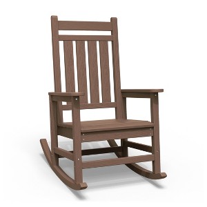 Hyleory HDPE Modern Resin Outdoor Rocking Chair, Patio Adirondack Chair for All Seasons - 1 of 4
