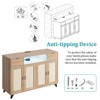 Homhougo Sideboard Buffet Cabinet, 4 Rattan Doors 2 Drawers Accent Storage Cabinet Ivory - 3 of 4
