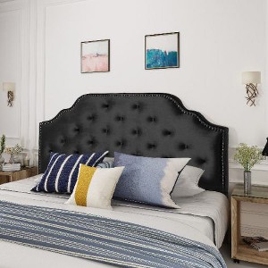 Contemporary Upholstered Headboard with Button Tufted Diamond Stitch & Nailhead Accents, Queen/Full Size Headboard -Christopher Knight Home - 1 of 4