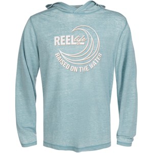 Reel Life Ocean Washed Circle Palm Pullover Hoodie - Adriatic Blue - 1 of 2