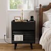 WOWLIVE Wooden Nightstand with 2 Drawers, Modern Bedside Table with Outlets & LED Lights, File Cabinet - 2 of 4