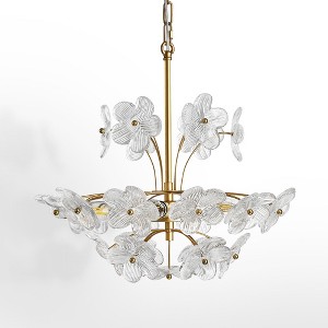 KAISITE Glass Flower Chandelier Gold 6-Light Modern Floral Pendant Light for Dining Room & Bedroom - 1 of 4