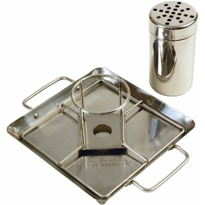 Steven Raichlen Vertical Brew Can Chicken Roaster Rack, Stainless Steel, Includes Rack, Canister, Drip Pan (7.3" x 5.5"), Dishwasher Safe