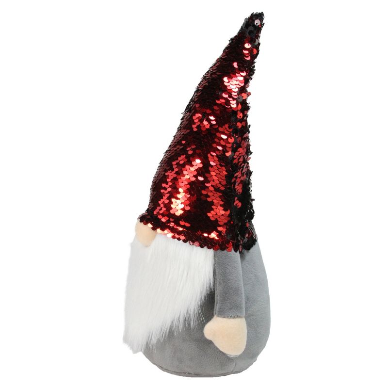 Northlight 11" Standing Gnome Christmas Decoration with Red Flip Sequin Hat, 4 of 8