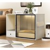 ATJafurn Cat Litter Box Enclosure Modern Furniture Style 37 Inch White, Hidden Kitty Cat Cabinet with Glass Door and LED Strip for Large Cats - 2 of 4