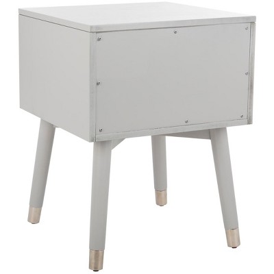 Lyla Grey and Silver 2-Drawer Retro Nightstand