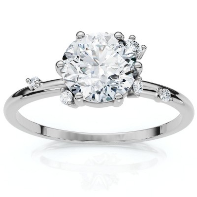 Pompeii3 1Ct Diamond Flame Engagement Ring 14k Gold Lab Created EF/VS