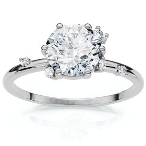 Pompeii3 1Ct Diamond Flame Engagement Ring 14k Gold Lab Created EF/VS - 1 of 4